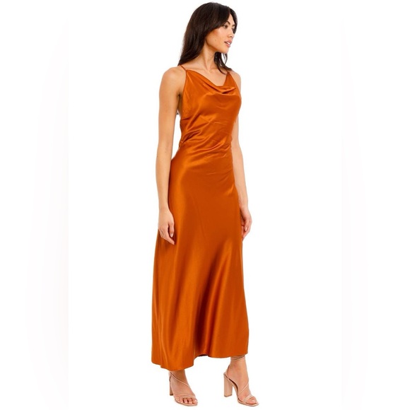 Significant Other Georgous Deidra Cowl Maxi Orange Dress - Picture 7 of 12